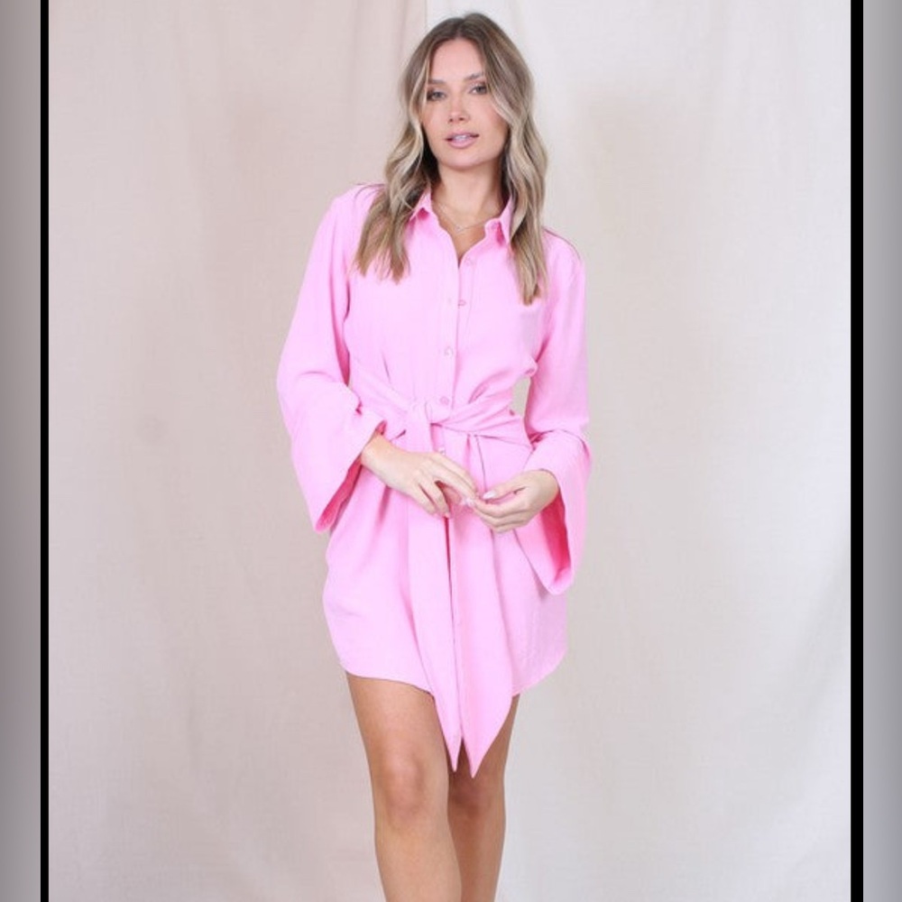 Pink Button-Up Dress
